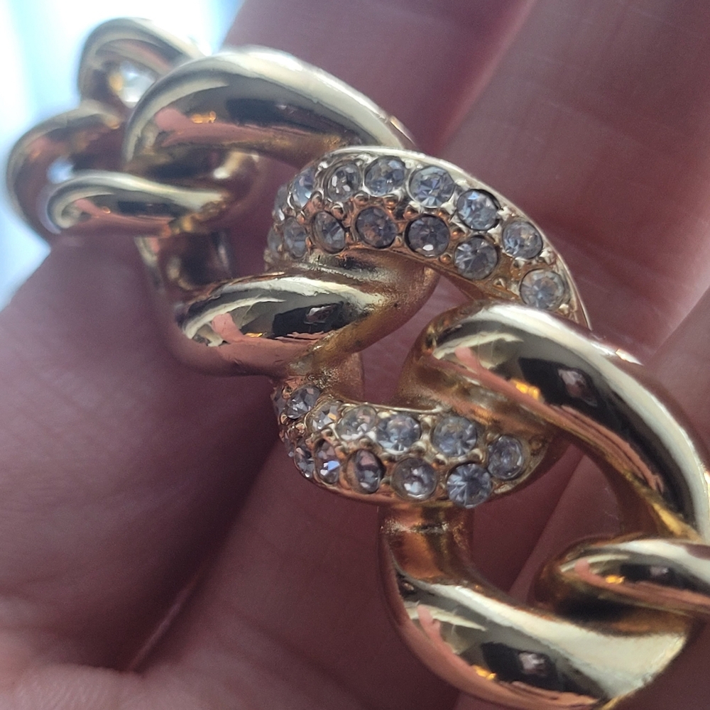 VINTAGE CHRISTIAN DIOR GOLDTONE NECKLACE WITH RHINESTONES - Picture 15 of 15